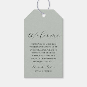 Sea Glass Green Script Elegant Modern Wedding Gift Tags