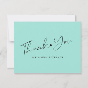 Sea glass green wedding elegant script thank you card