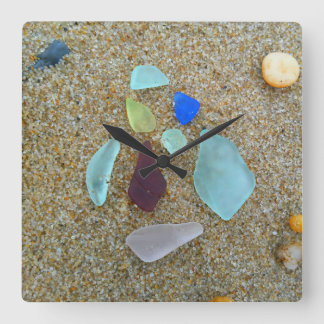 Sea Glass Group Square Wall Clock