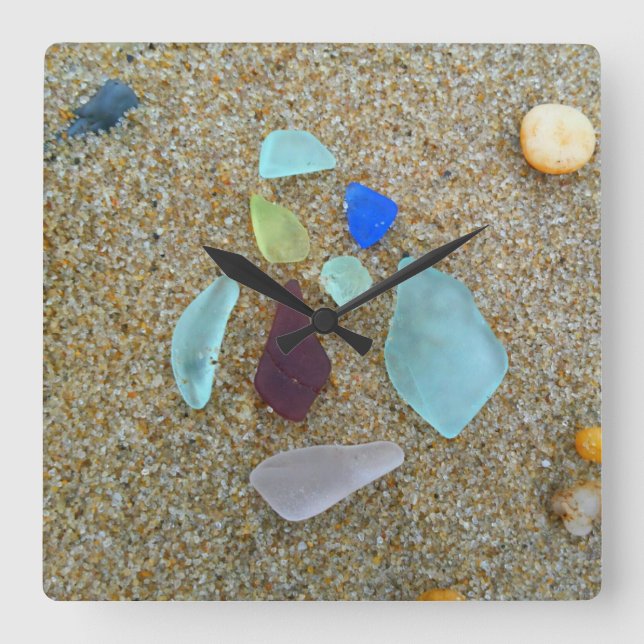 Sea Glass Group Square Wall Clock (Front)