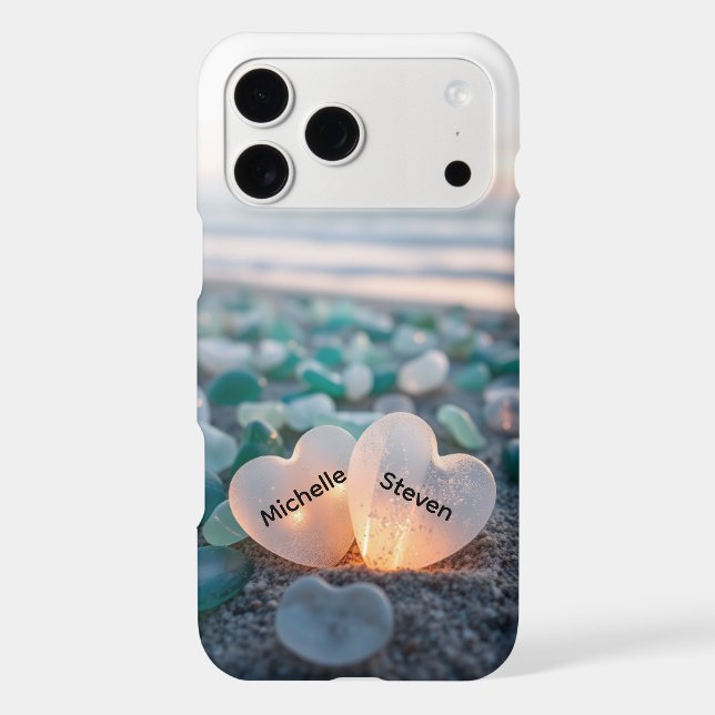 Sea Glass Hearts Beach Couple Personalized Name (Back)