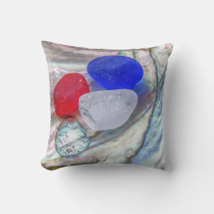 Sea glass in pastel shell throw pillow