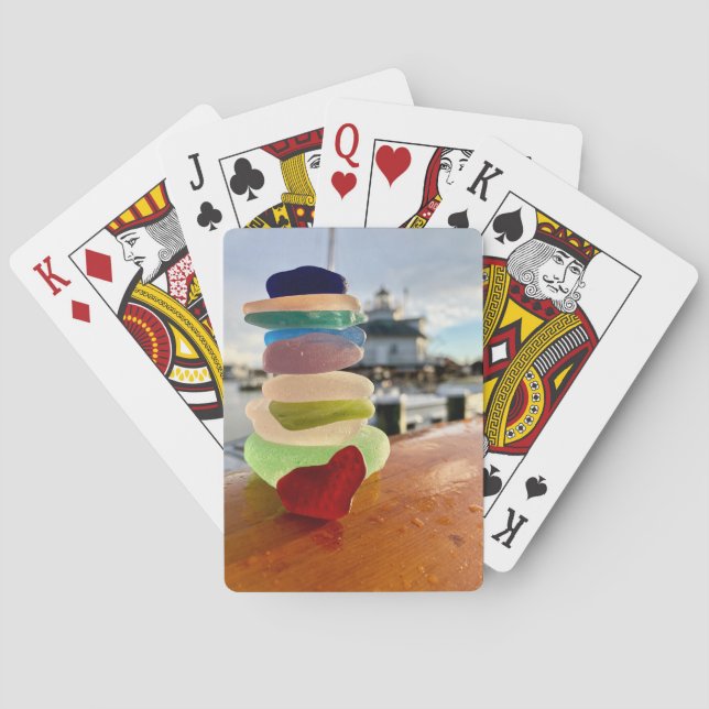 Sea Glass Lighthouse Playing Cards (Back)