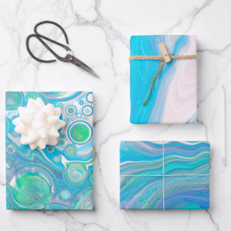 Sea Glass Marble Birthday Wrapping Paper Sheet