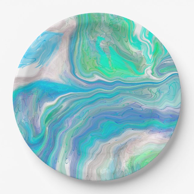 Sea Glass Marble   Paper Plate (Front)
