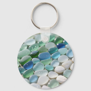 Sea Glass Mosaic Ocean Blues Tranquil Keychain