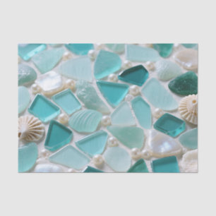Sea Glass Mosaic Turquoise Coastal Charm Tissue Paper