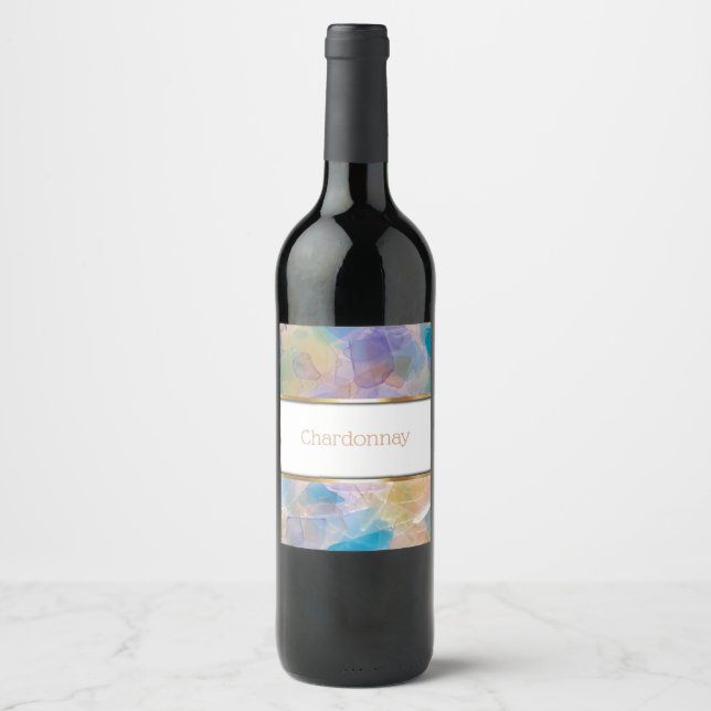 Sea Glass Ocean Wedding  Wine Label (Front)