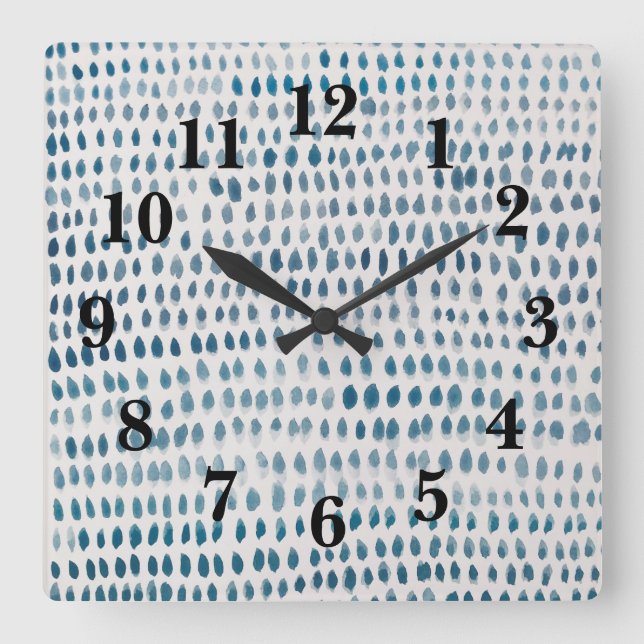 Sea Glass Pebble Painting Beach Texture Pattern Sq Square Wall Clock (Front)
