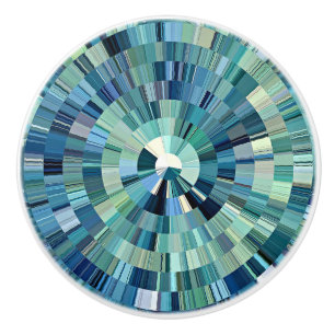Sea Glass Radial Facets Ceramic Knob