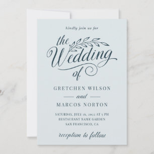 Sea Glass Sage Elegant Calligraphy Beach Wedding  Invitation