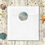 Sea Glass Seahorse Beach Wedding  Classic Round Sticker<br><div class="desc">Looking for the perfect way to seal your beach destination wedding invites? Our sea theme envelope stickers are the perfect touch! Each sticker has a beautiful sea glass background and subtle ocean vibes, giving your envelopes that extra special beach feeling. Let our envelope stickers take your wedding invites to the...</div>