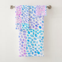 Sea Glass Turquoise Pattern Beach Bath Towel Set