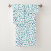 Sea Glass Turquoise Pattern Beach Bath Towel Set