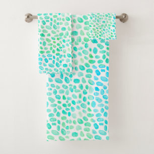Sea Glass Turquoise Pattern Beach Bath Towel Set