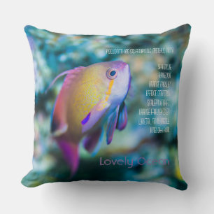 Sea goldie, colourful cute fish throw pillow