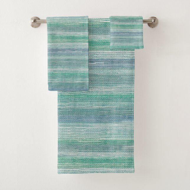 Sea Grass Turquoise Pattern Beach Bath Towel Set (Insitu)