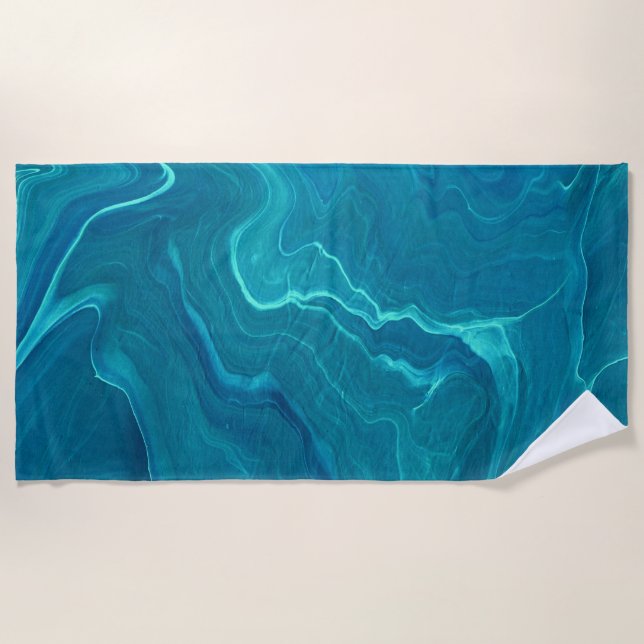 Sea Green Agate Marble Abstraction  Beach Towel (Front)