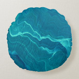Sea Green Agate Marble Abstraction   Round Pillow