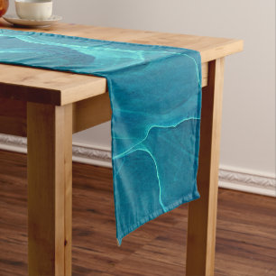 Sea Green Agate Marble Abstraction  Short Table Runner