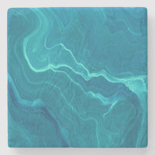 Sea Green Agate Marble Abstraction Stone Coaster