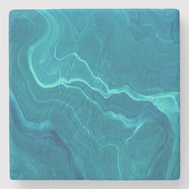 Sea Green Agate Marble Abstraction  Stone Coaster (Front)