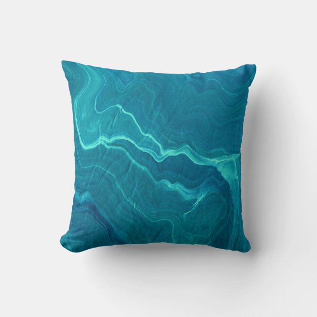 Sea Green Agate Marble Abstraction  Throw Pillow (Front)