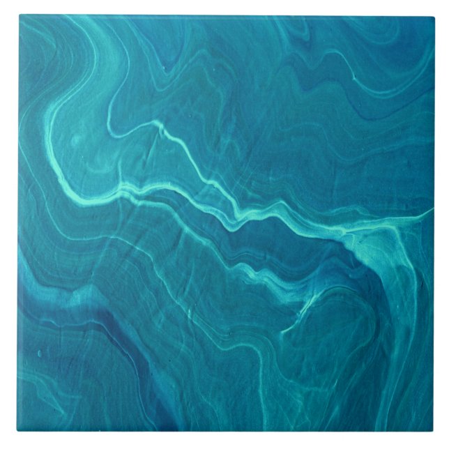 Sea Green Agate Marble Abstraction  Tile (Front)