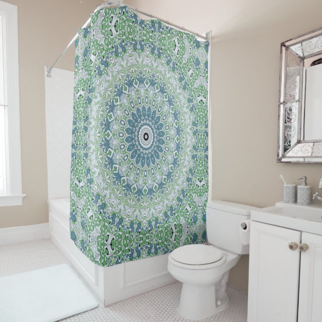 Sea Green and Blue Coastal Mandala Pattern (In Situ)
