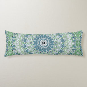Sea Green and Blue Coastal Mandala Pattern Body Pillow