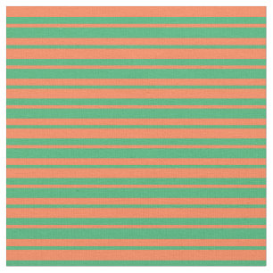 Sea Green and Coral Coloured Lined/Striped Pattern Fabric