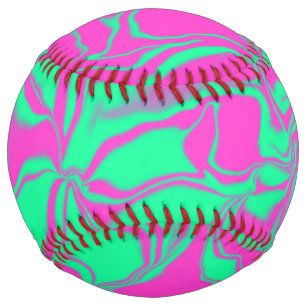 Sea Green and Pink Waves Softball