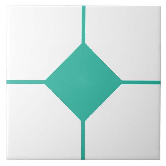Sea Green and white diamond cross tile (Front)