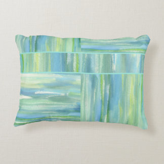 Sea green blue watercolor abstract decorative pillow
