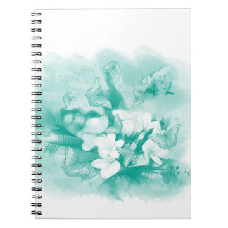 Sea-green Butterflies and flowers notebook