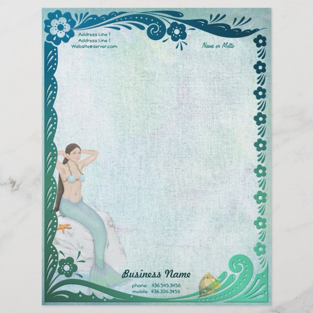 Sea Green Fantasy Letterhead (Front)