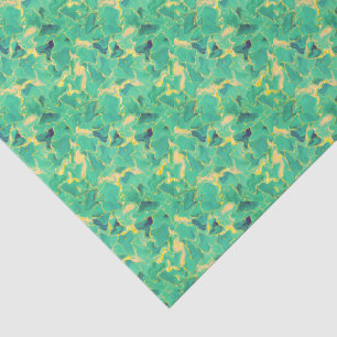 Sea Green & Faux Gold Leaf Small Scale Decoupage Tissue Paper
