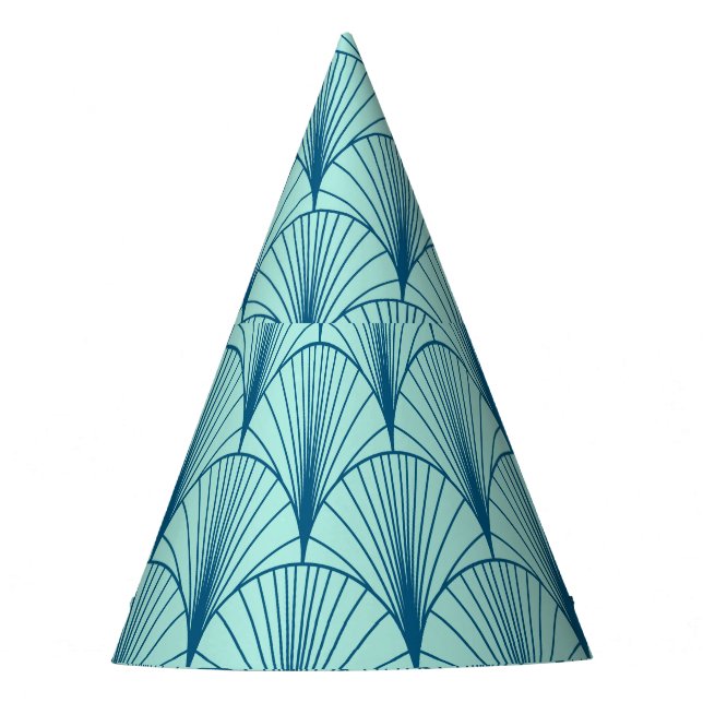 Sea Green Geometric: Fan Pattern. Party Hat (Front)