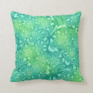 Sea Green Geometric Flowers and Bows Throw Pillow