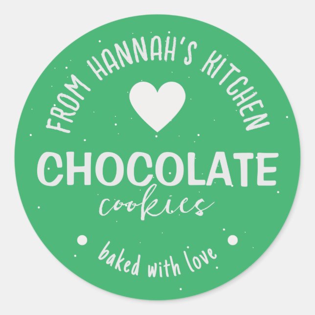 Sea Green Glitter Background Baked With Love Classic Round Sticker (Front)