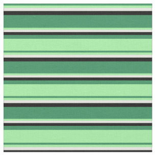 Sea Green, Green, White, and Black Coloured Lines Fabric