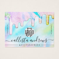 Sea Green Holographic Glitter Drips Logo Bracelet