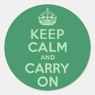 Sea Green Keep Calm and Carry On Classic Round Sticker