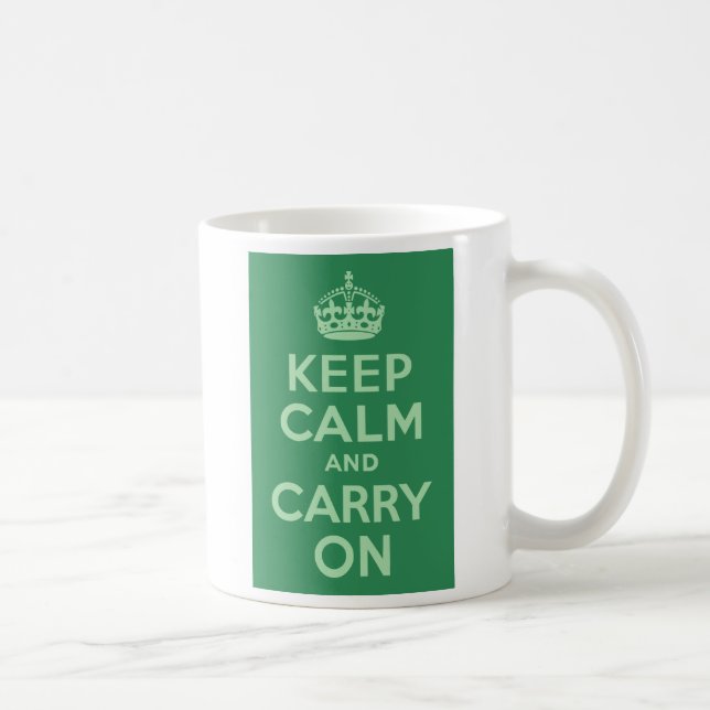 Sea Green Keep Calm and Carry On Coffee Mug (Right)
