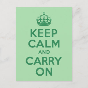 Sea Green Keep Calm and Carry On Postcard