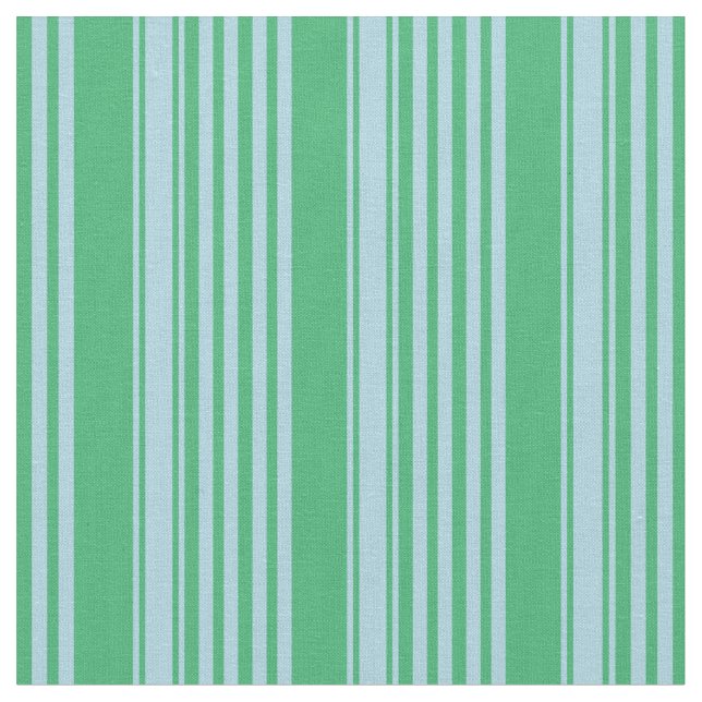 Sea Green & Light Blue Coloured Lines Pattern Fabric (Close Up)