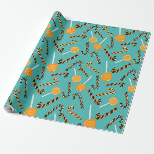 Sea green lollipop and sticks pattern wrapping  wrapping paper