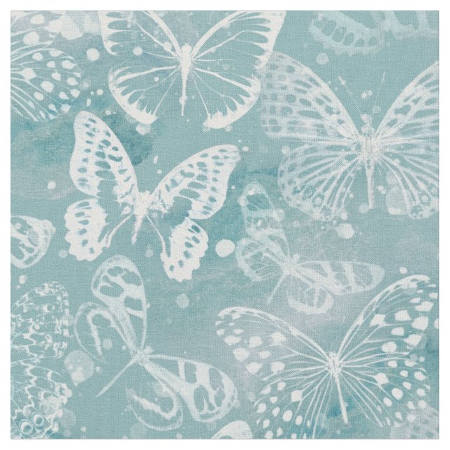 Sea Green Marble Butterflies Fabric (Close Up)