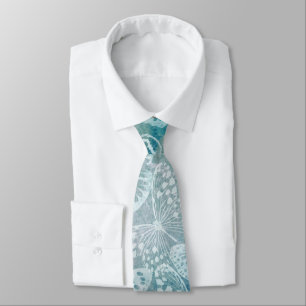 Sea green marble butterflies tie