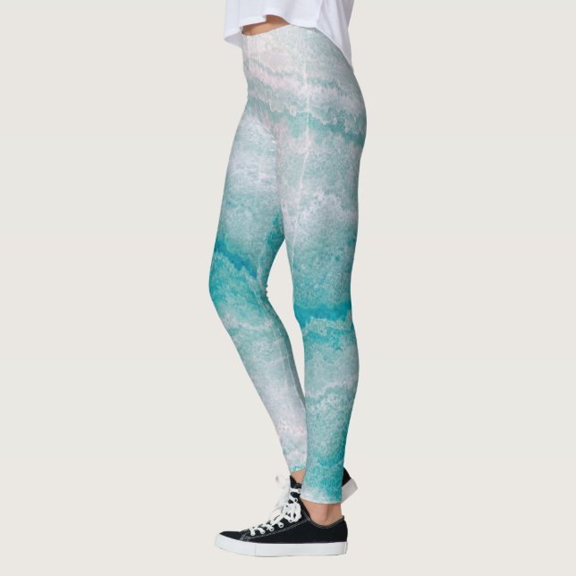 Sea Green Marble Texture Leggings (Left)